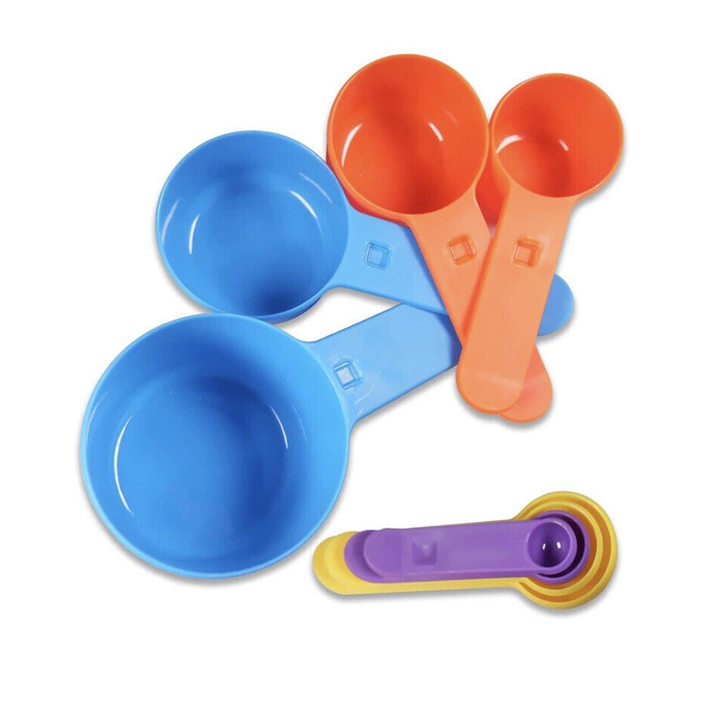 Plastic Measuring Cups and Spoons Set - 8 Pieces Measuring Cups Spoons Set BPA